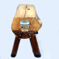 Bijzettafel boomstam met houten poten